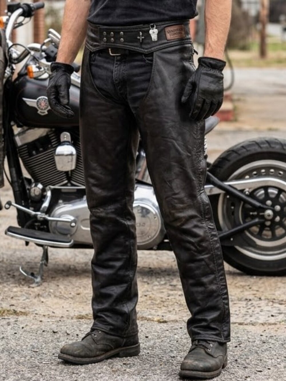 Champlain Leather Motorcycle Chaps Size 34 Black Heavy Quality Grunge Goth Biker